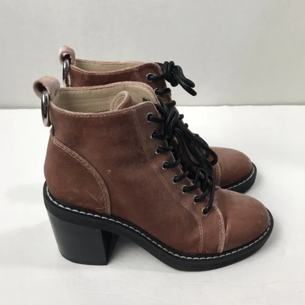 DOLCE VITA Bardot Velvet Pink Y2K Style Combat Boots Lace Up Boots Size 7